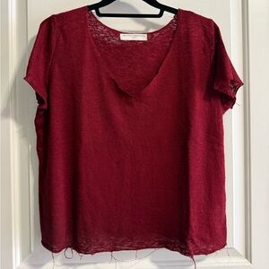 Project Social Deep Red Maroon Women's Distressed T Shirt